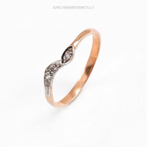 Auksinis moteriškas žiedas su cirkonio kristalais Ž0337