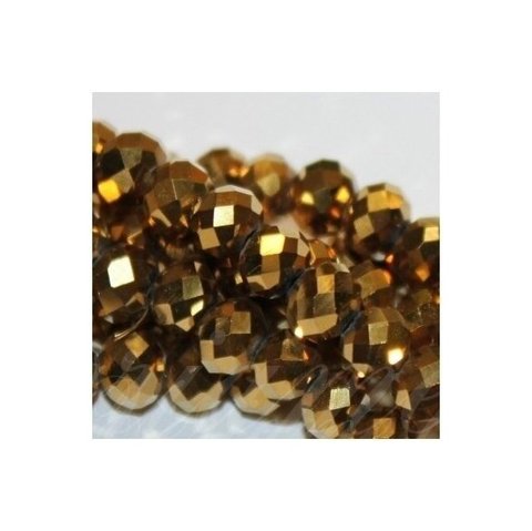 jssw0077gel-ron-09x12 apie 9 x 12 mm, rondelės forma, auksinė spalva, stikliniai / kristalo karoliukai, apie 50 vnt.
