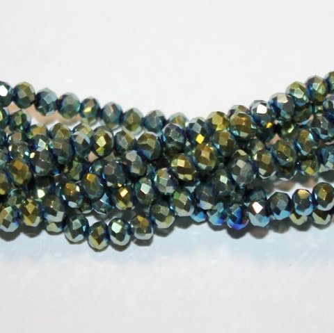 jssw0081gel-ron-03x4 apie 3 x 4 mm, rondelės forma, marga, žalsvai gelsva spalva, stikliniai / kristalo karoliukai, apie 150 vnt.