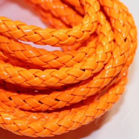 pkit0279 apie 5 mm, oranžinė spalva, pinta, dirbtinė oda, virvutė, 2.5 m.