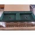 Alpi green matt spalvos dvigubas praustuvas Alice Ceramica Hide 120 x 45 cm su 2 dugno vožtuvais (išpardavimas)