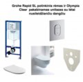 Grohe Rapid SL potinkinis rėmas ir Olympia Clear pakabinamas unitazas su lėtai nusileidžiančiu dangčiu 