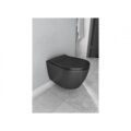 Juodas matinis pakabinamas wc Sentimenti Rimless 36x51cm, su slim lėtaeigiu dangčiu