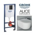 Rėmo Grohe su juodu mygtuku ir Alice Ceramica Unica komplektas