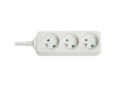 3-Way French Schuko Mains Power Extension, White