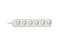 6-Way French Schuko Mains Power Extension, White