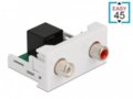 Easy 45 2xRCA - RJ45 laikiklis 45x22.5mm, baltas