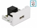 Easy 45 USB2.0 A - RJ45 laikiklis 45x22.5mm, baltas