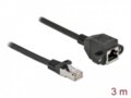 RJ45 ilgiklis 3m S/FTP Cat6A, su tvirtinimu, juodas