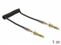 Stereo 3.5mm spiralinis M - M kabelis 1m, 6.3mm perėjimai