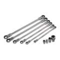 Pailgintų terkšlinių vartomų raktų rinkinys su adapteriais 8 - 19mm.
