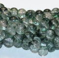 jslod-apv-06 apie 6 mm, apvali forma, žalias lodolito kvarcas, apie 37-39 cm gija.