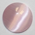 kab-stkat03-disk-08 apie 8 x 2.5 mm, disko forma, šviesi, rožinė spalva, katės akies efektas, stiklinis kabošonas, 10 vnt.