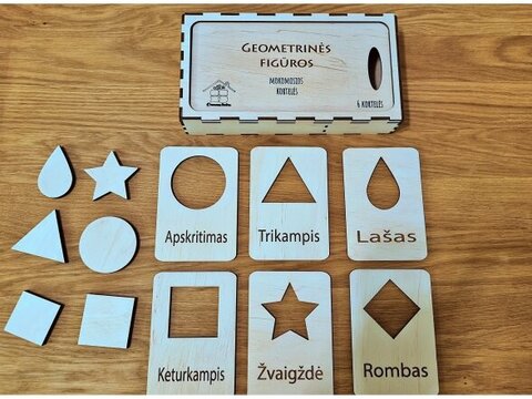 Mokomosios kortelės “Geometrinės Figūros“ 6 dalių