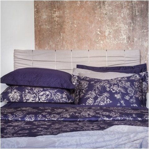 PREMIUM satino patalynės komplektas "Peony Indigo"