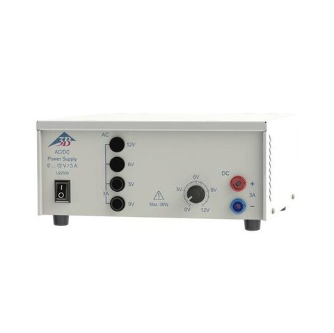 AC/DC maitinimo šaltinis 0–12 V, 3 A (115 V, 50/60 Hz)