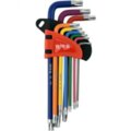 L tipo raktų rinkinys spalvoti, S2 T-Star (Torx) T10-T50 9vnt.